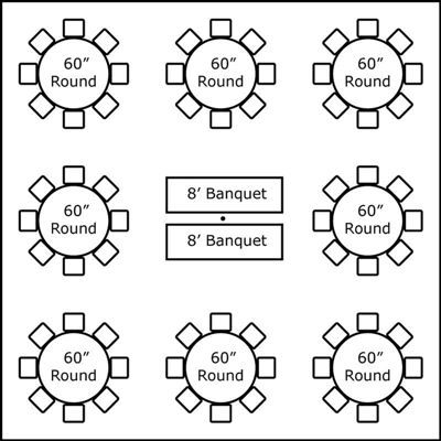 round seating tables buffet tent chart
