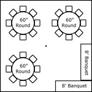 20′ x 20′ w/ Round Tables & Buffet