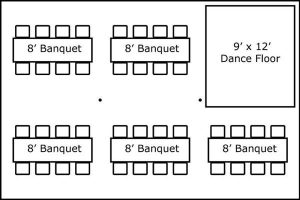 20' x 30' w/ Banquet Tables & Dance Floor