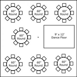 30′ x 30′ w/ Round Tables & Dance Floor