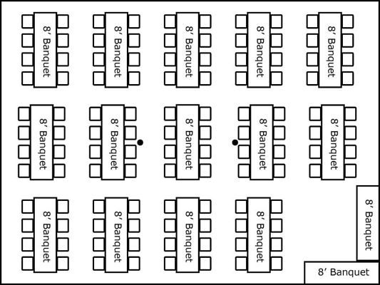30′ x 40′ w/ Banquet Tables & Buffet