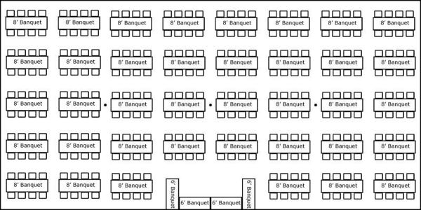 40′ x 80′ w/ Banquet Tables & Buffet
